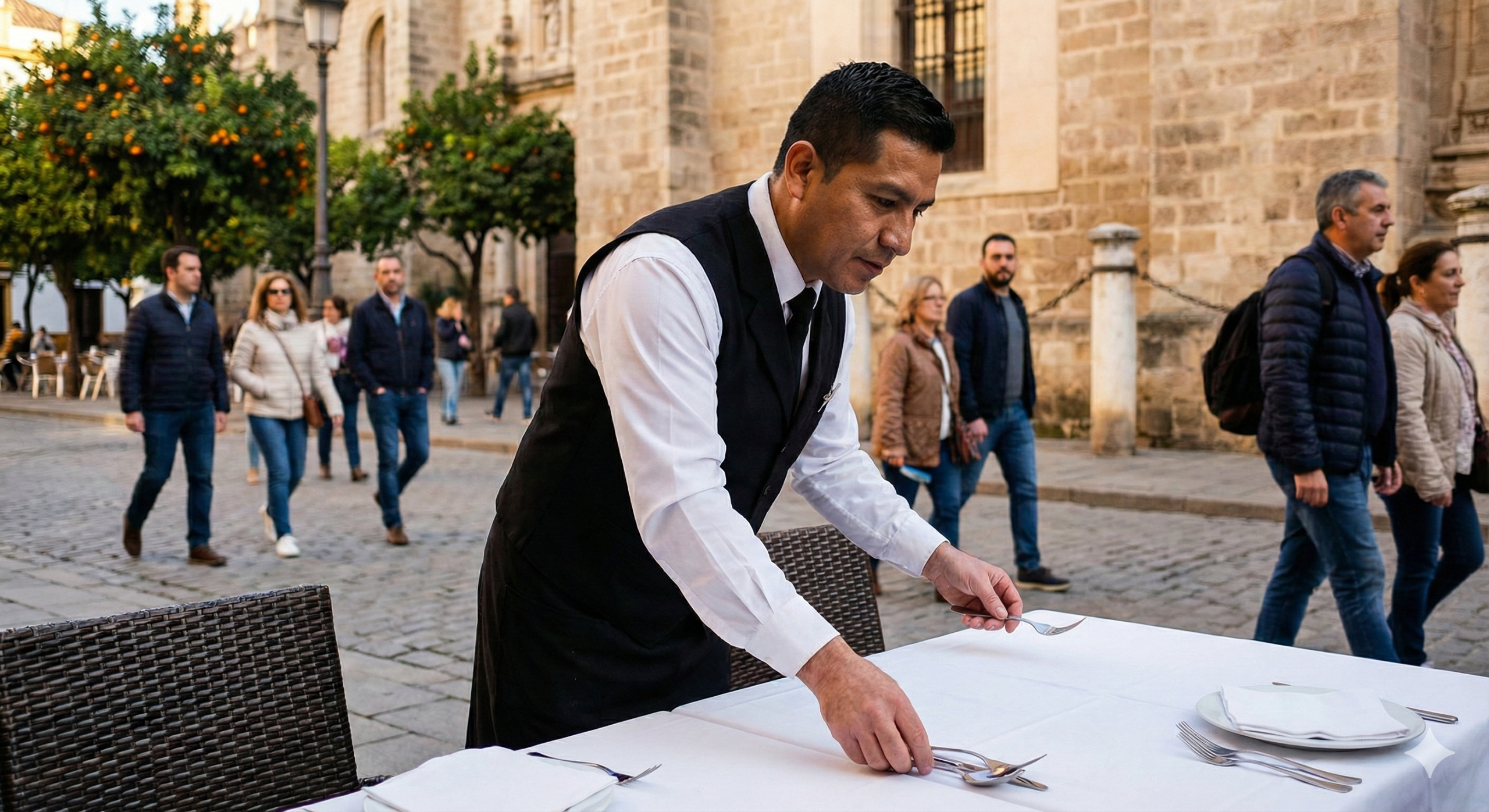 Trabajador extranjero en Sevilla demostrando relación laboral para arraigo laboral