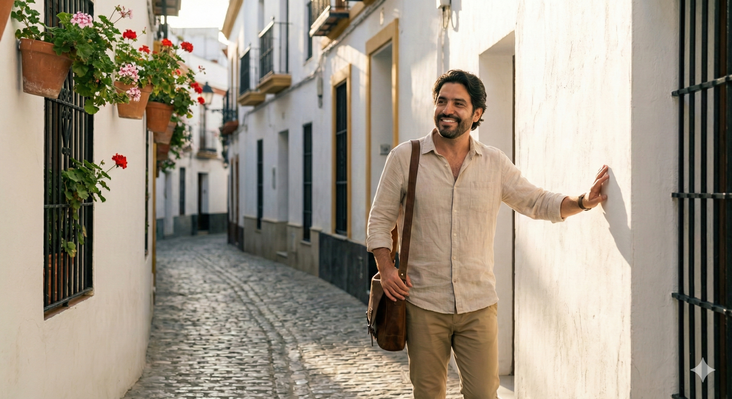 Residente europeo de larga duración paseando por el Barrio de Santa Cruz en Sevilla