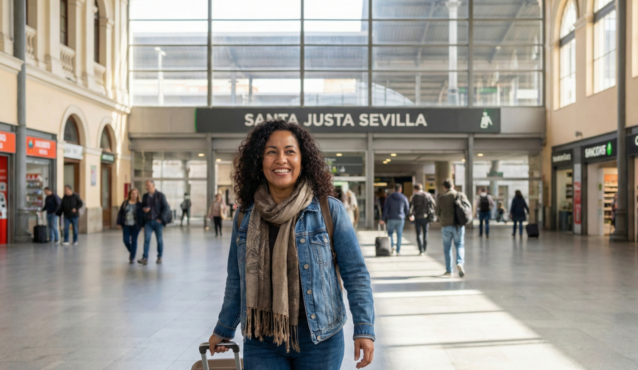 Estudiante europeo llegando a la Estación de Santa Justa Sevilla