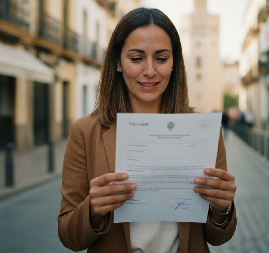 Mujer con autorización provisional de residencia y trabajo