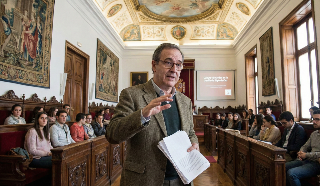 Profesor invitado impartiendo conferencia en la Universidad de Sevilla