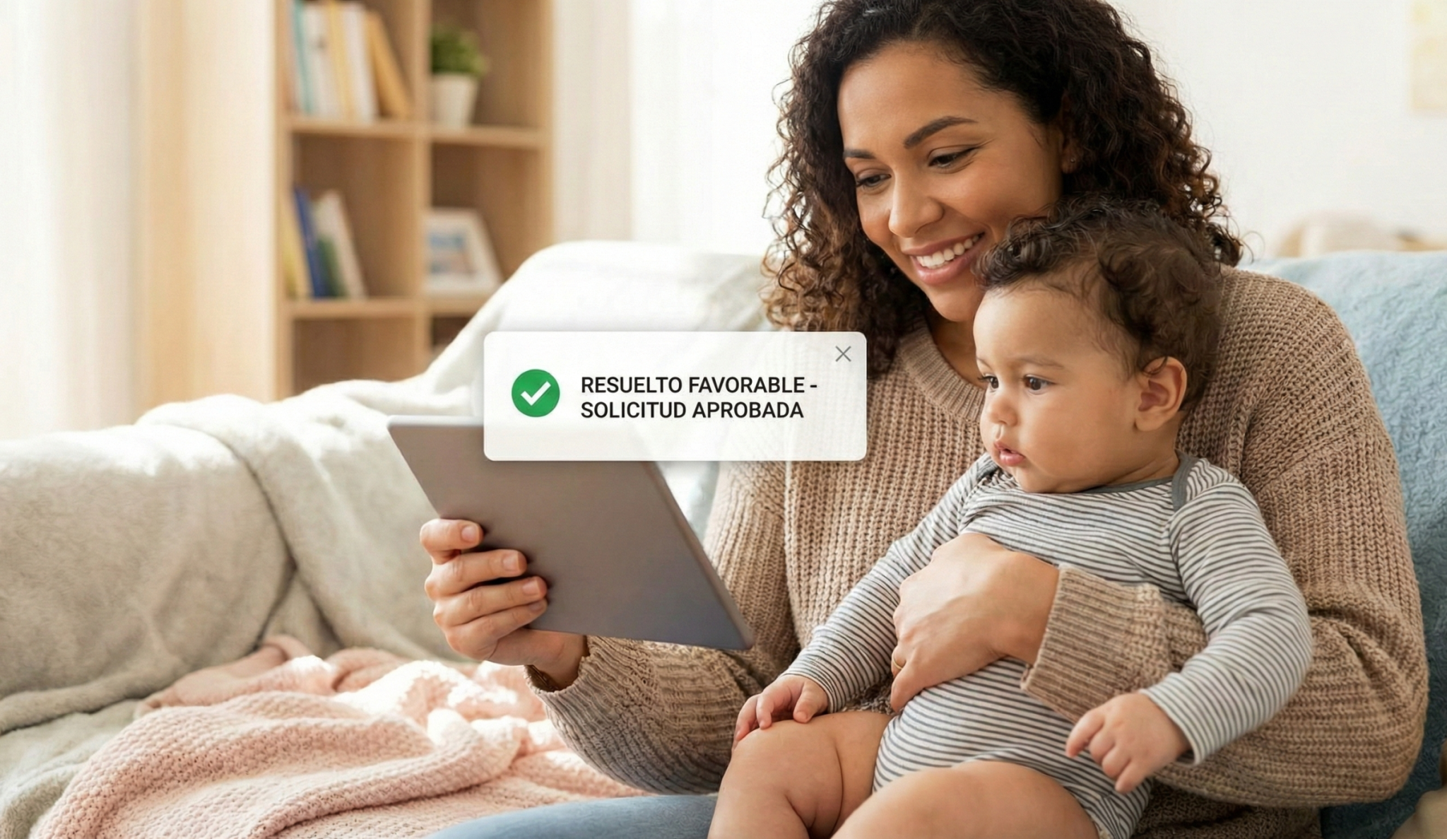Madre inmigrante recibiendo resolución favorable residencia hijo