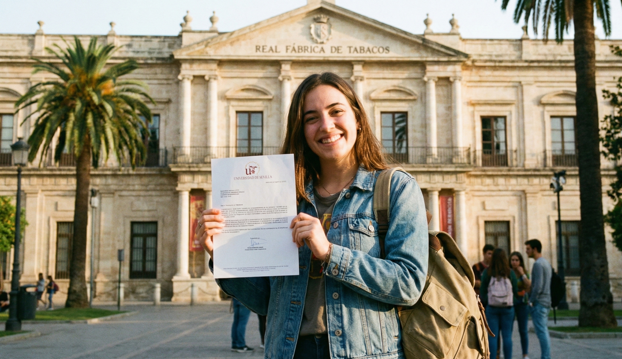 Estudiante internacional con carta de admisión universitaria para visado de estudiante en Universidad de Sevilla