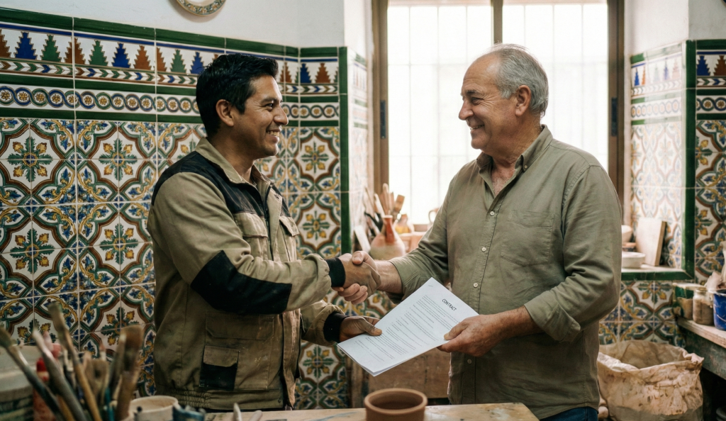 Firma de precontrato de trabajo para solicitud de arraigo social en Sevilla