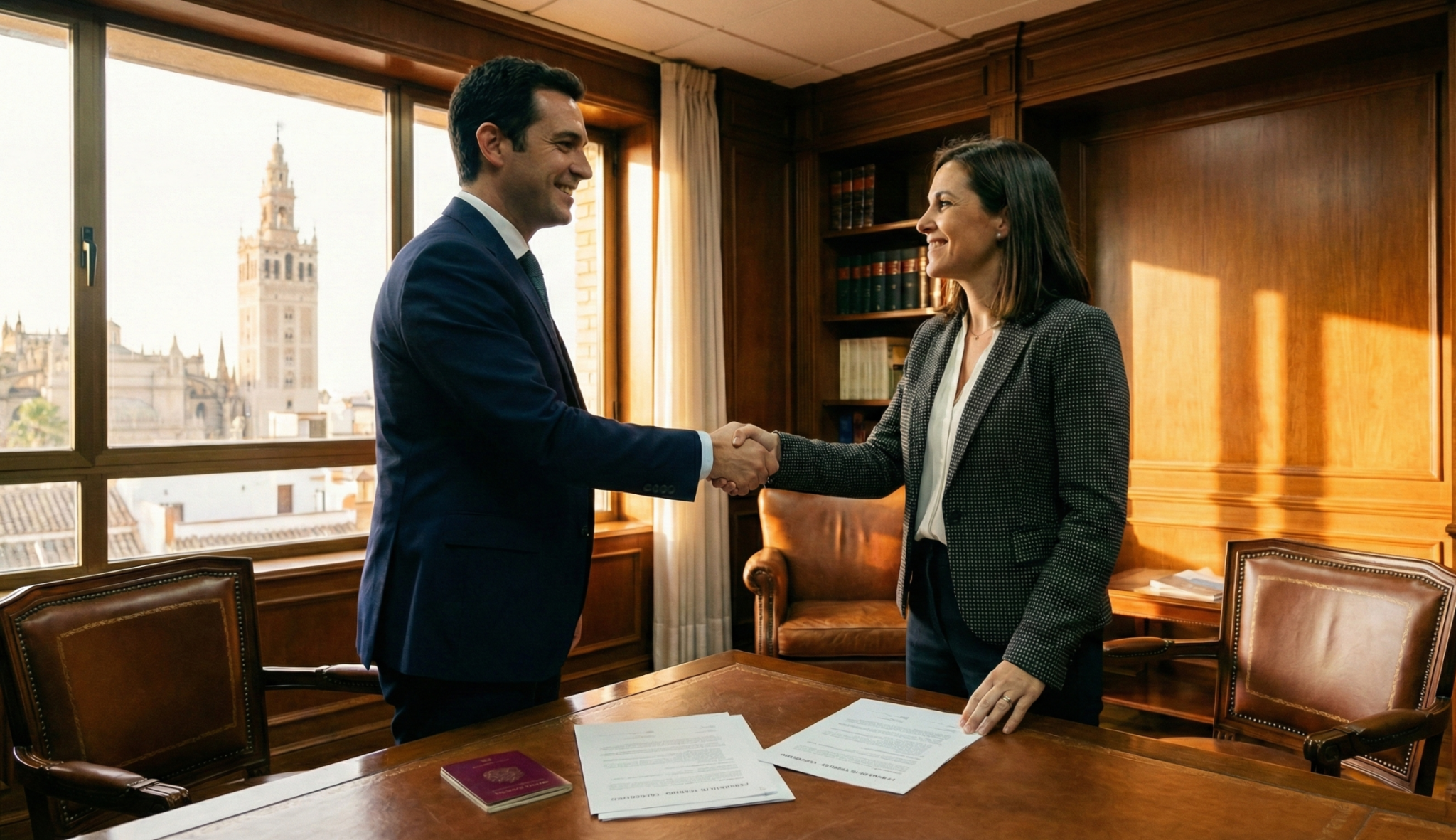 Empresario en Sevilla gestionando contratación de extranjero con abogado