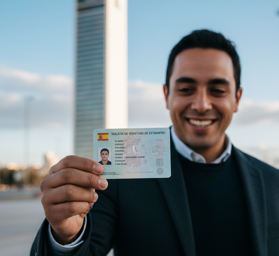 Extranjero obteniendo tarjeta TIE por arraigo laboral en Sevilla