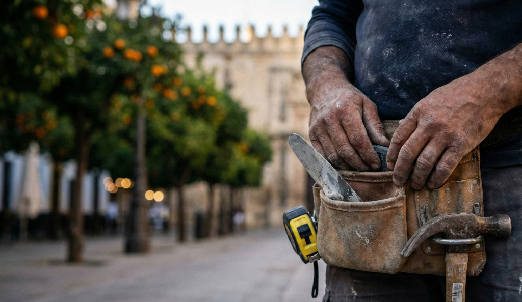 Trabajador extranjero en hostelería de Sevilla demostrando relación laboral