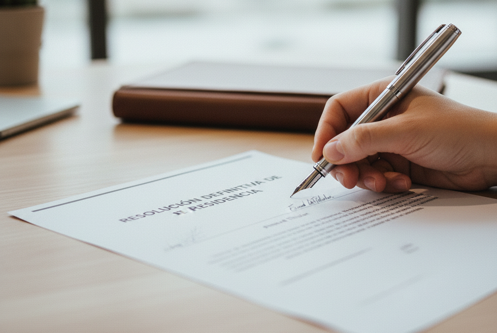 Firma de resolución favorable residencia definitiva víctimas