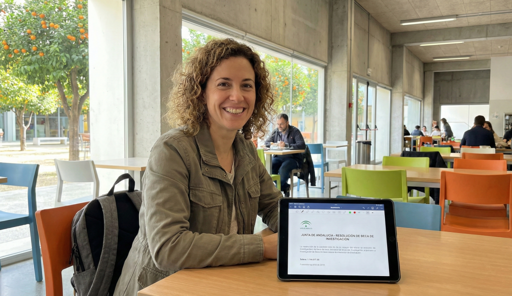 Investigador revisando condiciones económicas y nómina en Sevilla