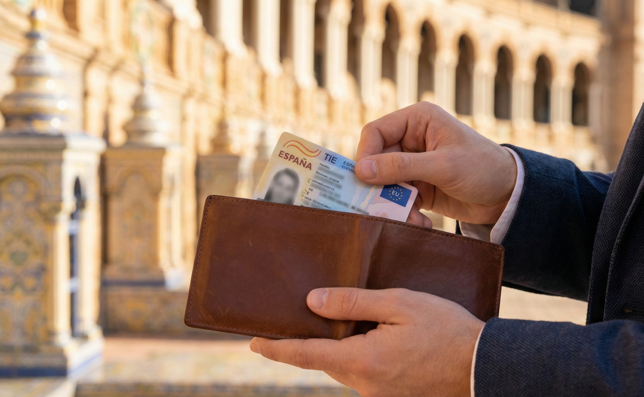 Tarjeta TIE de residencia para prácticas en Sevilla Plaza de España