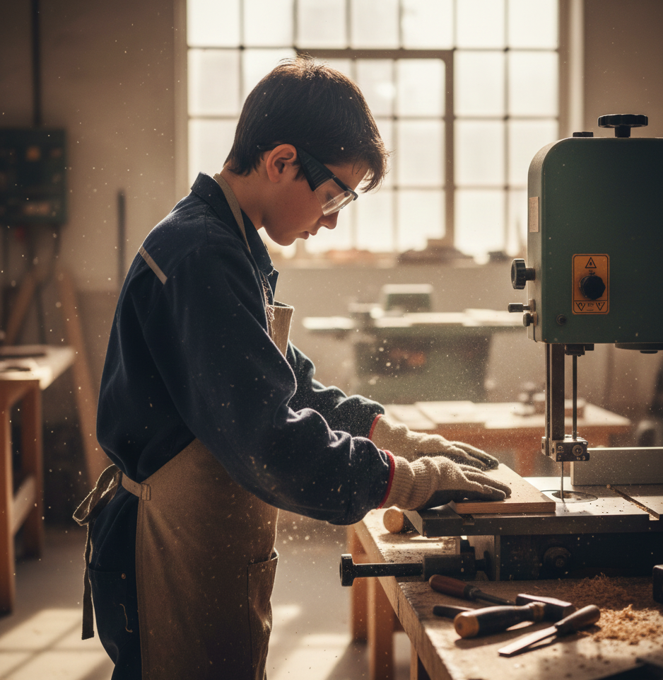 Joven extranjero en taller de formación profesional