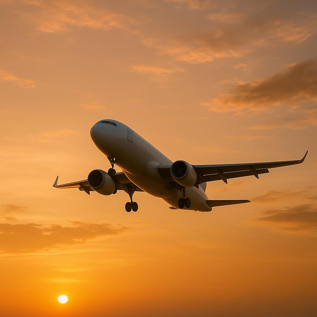 Avión despegando simbolizando el retorno del menor