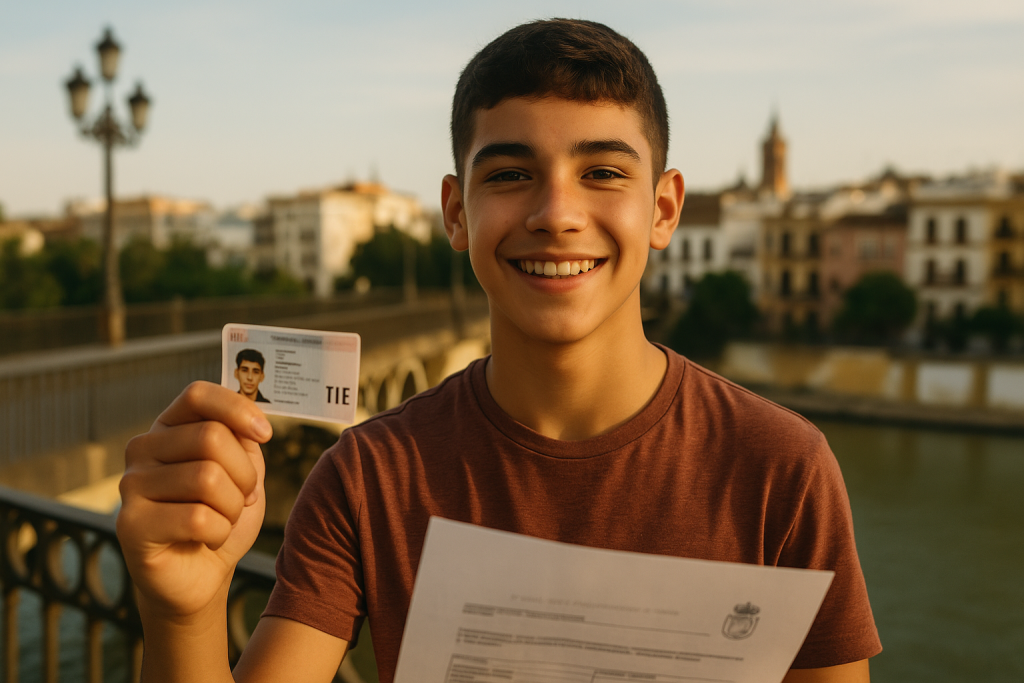 joven inmigrante con tarjeta TIE en Sevilla
