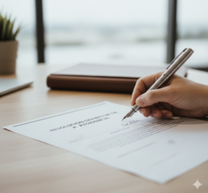 Regularización Extraordinaria 2026 en España: Todo lo que necesitas saber para obtener tus "papeles" 2 Mano firmando la resolución de residencia con los requisitos de la regularización extraordinaria 2026 en España